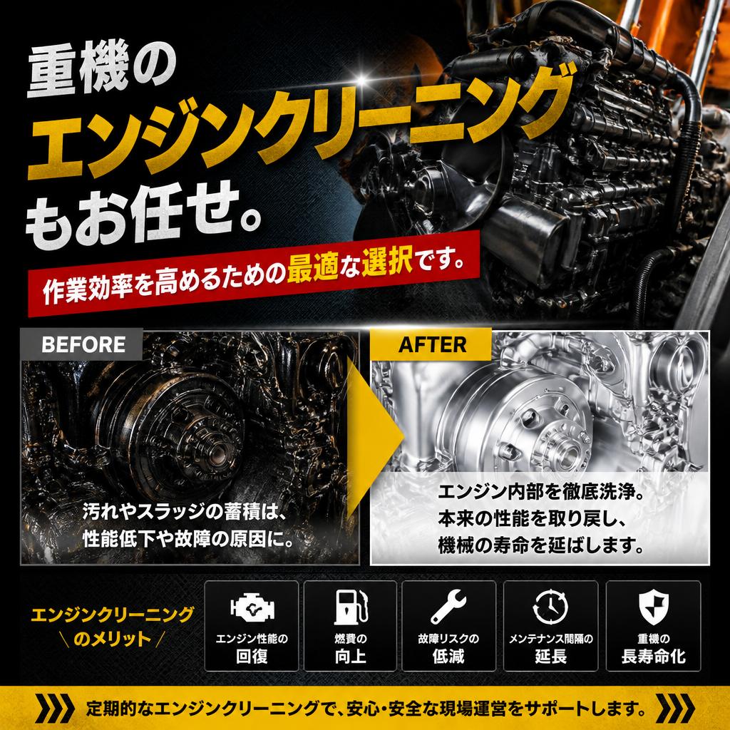 重機メンテナンスにも対応